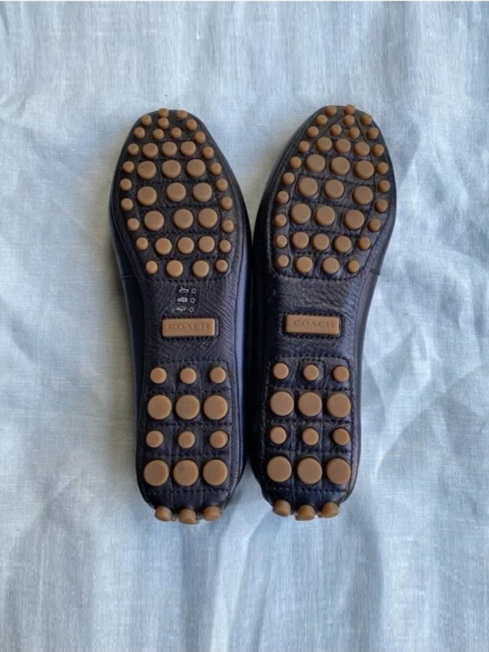 Coach black Vernon pebbled leather square toe flats - Picture 3 of 8